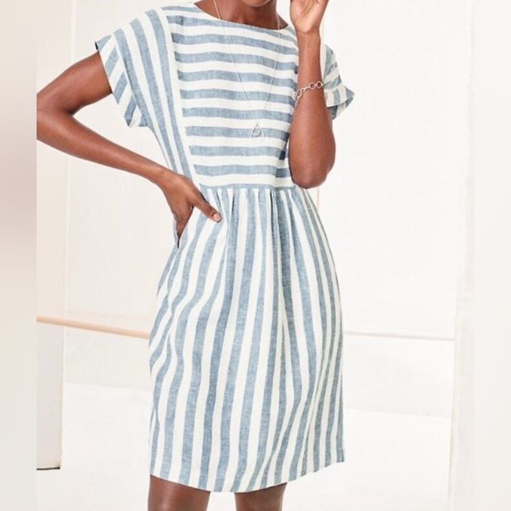 Garnet Hill Blue and White Striped Dress